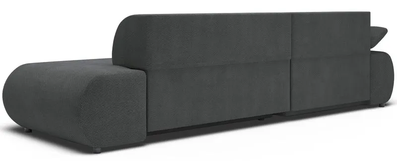Ecksofa mit Schlaffunktion Armone, L-förmig, linksseitig, grafitfarbener Chenille-Stoff