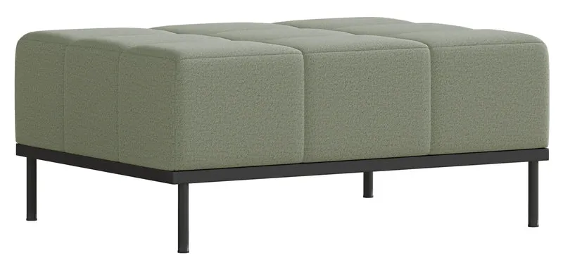 Dreisitziges ausklappbares Sofa Skilia mit Hocker, salbeigrüner, pflegeleichter Strickstoff