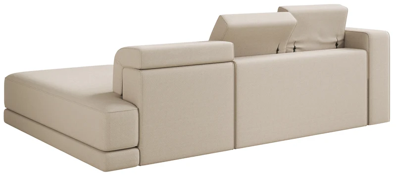 Ecksofa Novals, L-förmig, rechtsseitig mit verstellbaren Kopfstützen, beige Chenille