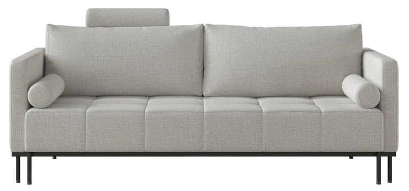 Dreisitziges Schlafsofa Skilia mit Hocker, hellgrauer Chenille-Stoff, wasserabweisend