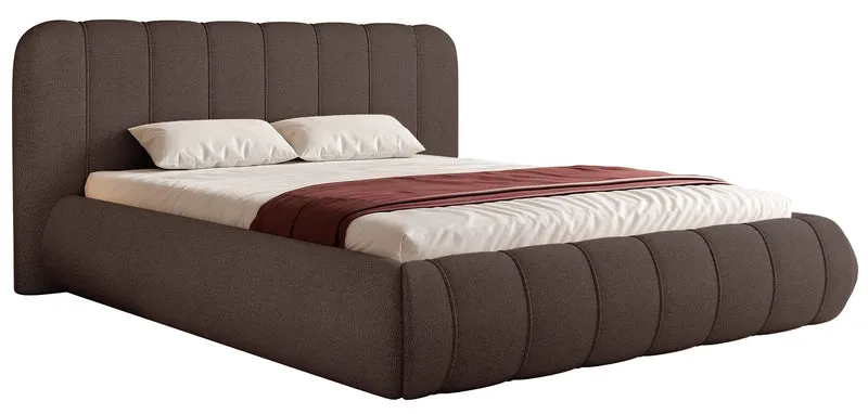 Polsterbett 180x200 cm Malunna mit Stauraum, Metallrahmen, brauner, pflegeleichter Chenille-Stoff