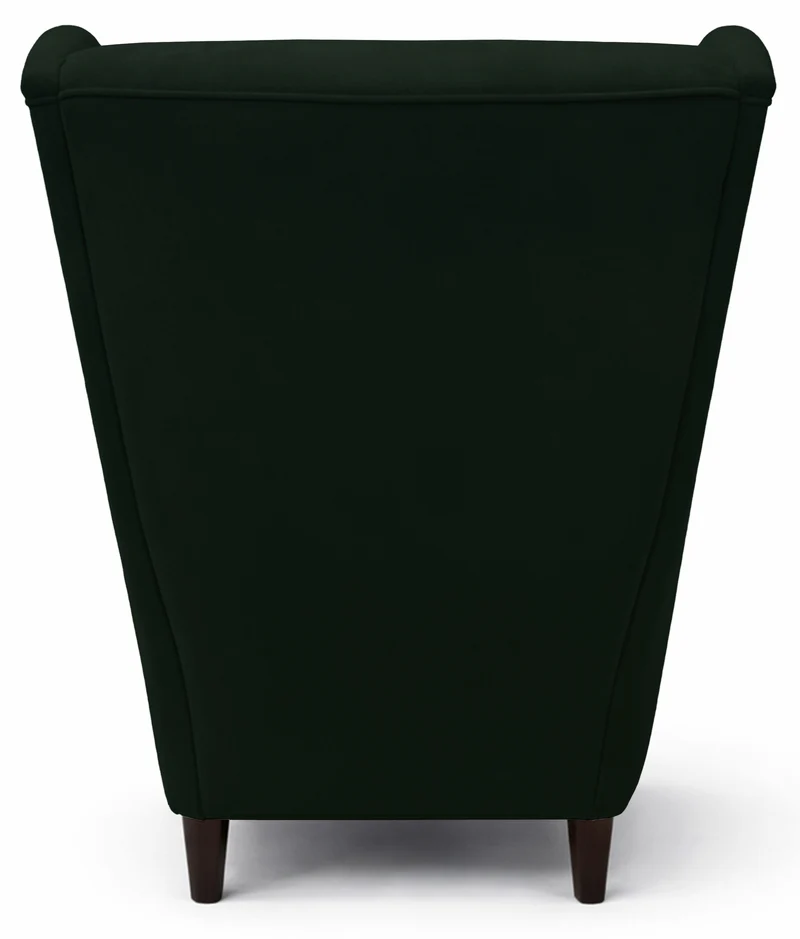 Ohrensessel Malmello mit Fußhocker, Flaschengrün, samt, leicht zu reinigende Oberfläche, schwarze Beine