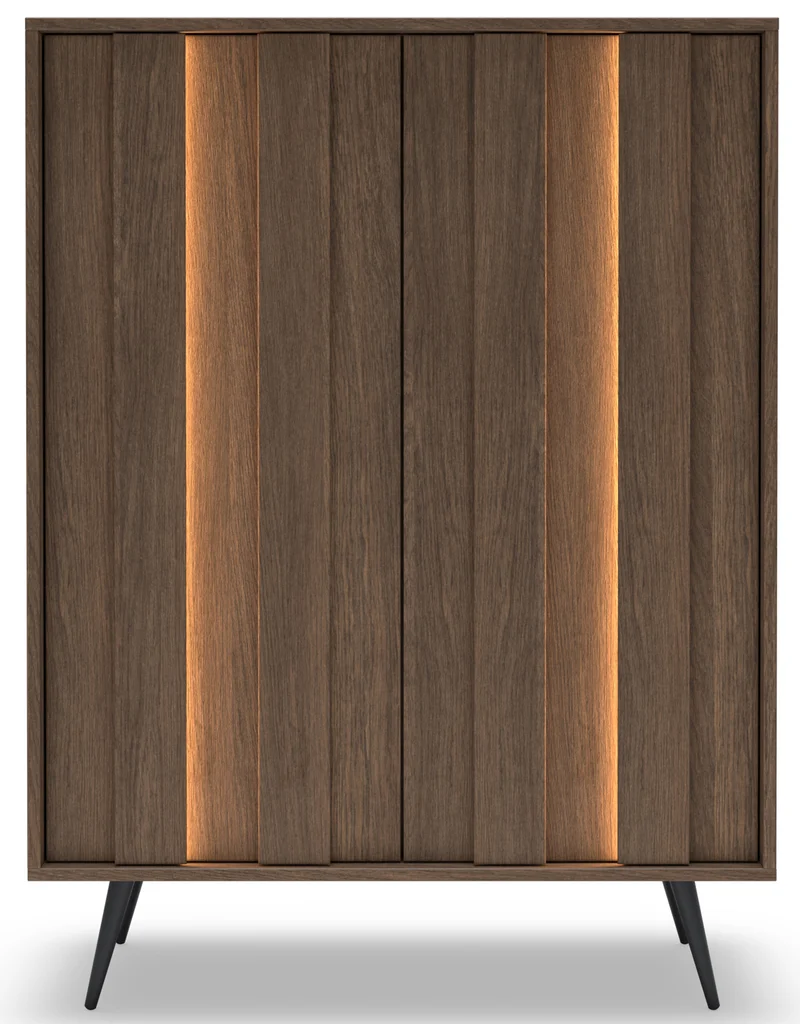 Zweiturige Kommode Amaro mit LED-Beleuchtung, 94 cm, Eiche Dunin