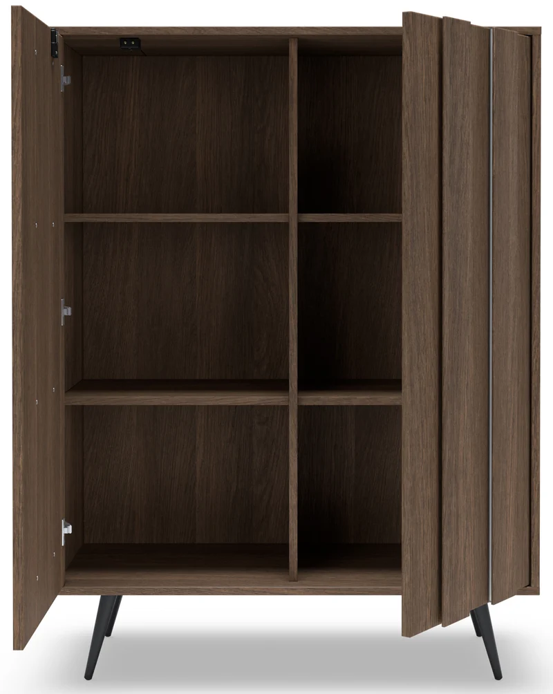 Zweiturige Kommode Amaro mit LED-Beleuchtung, 94 cm, Eiche Dunin
