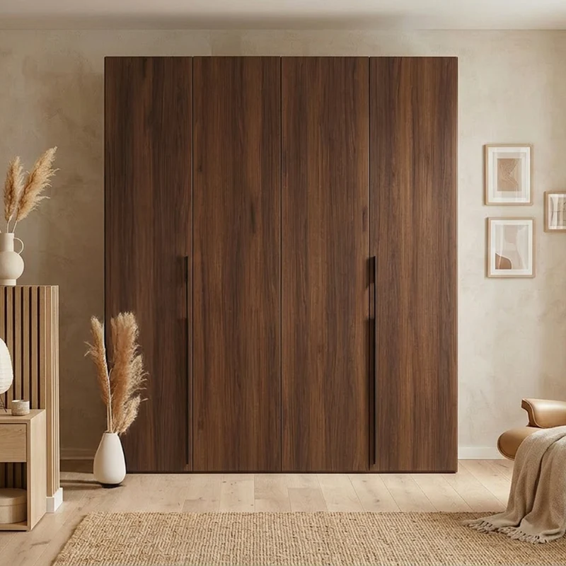 Zweittüriger Schrank Bari mit drei Schubladen, 170 cm, Walnuss Warmia