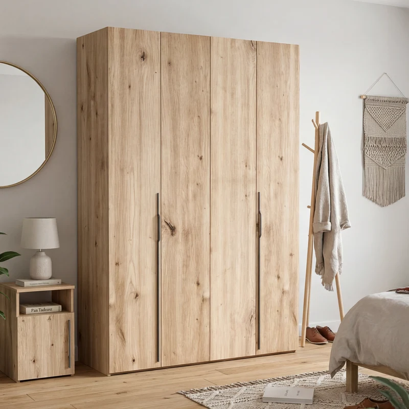 Zweiturige Bari-Garderobe mit drei Schubladen, 200 cm, Artisan-Eiche