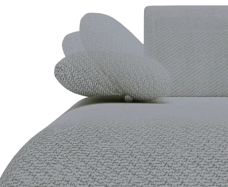 Ecksofa mit Schlaffunktion Armone, L-förmig, linksseitig, grauer Chenille-Stoff