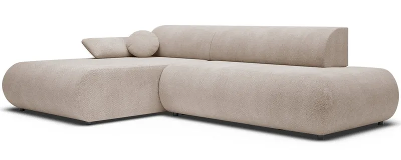 Ecksofa mit Schlaffunktion Armone, L-förmig, linksseitig, hellbeige Chenille