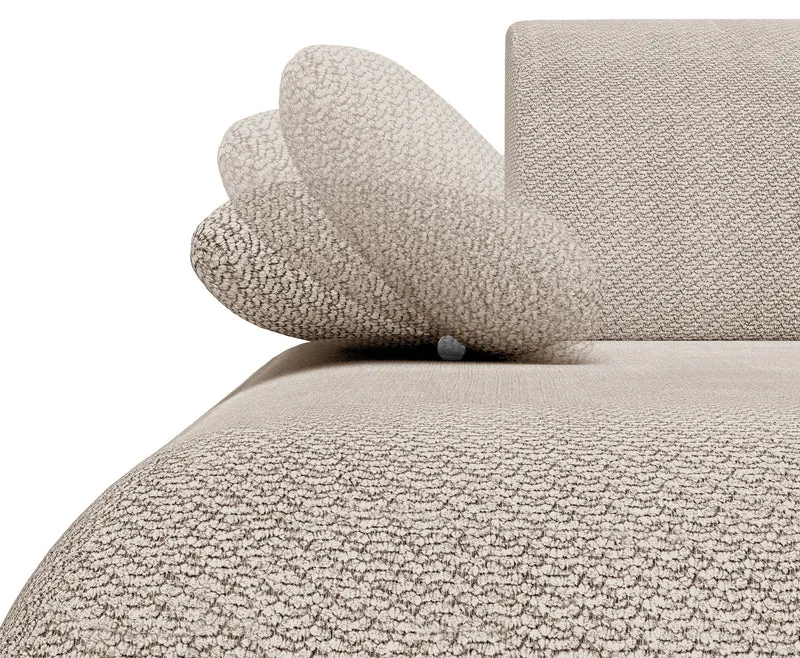 Ecksofa mit Schlaffunktion Armone, L-förmig, linksseitig, hellbeige Chenille