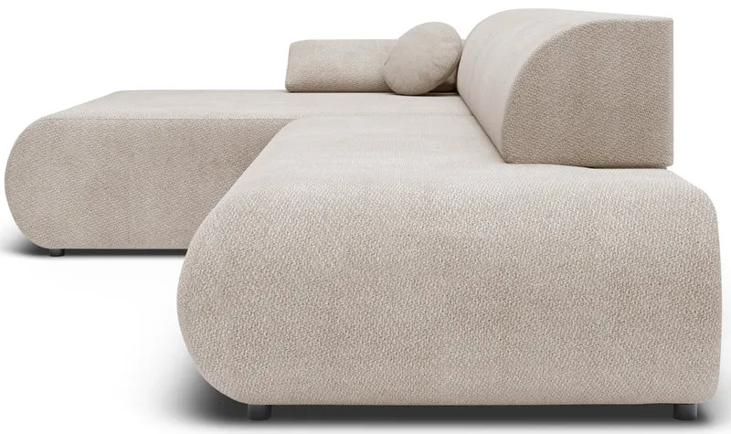 Ecksofa mit Schlaffunktion Armone, L-förmig, linksseitig, hellbeige Chenille