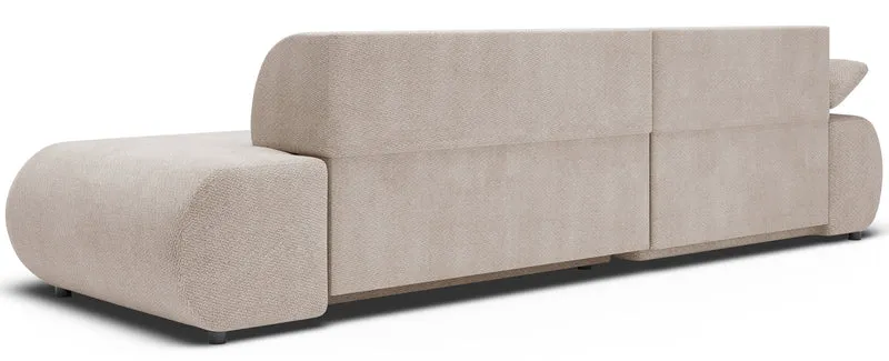 Ecksofa mit Schlaffunktion Armone, L-förmig, linksseitig, hellbeige Chenille