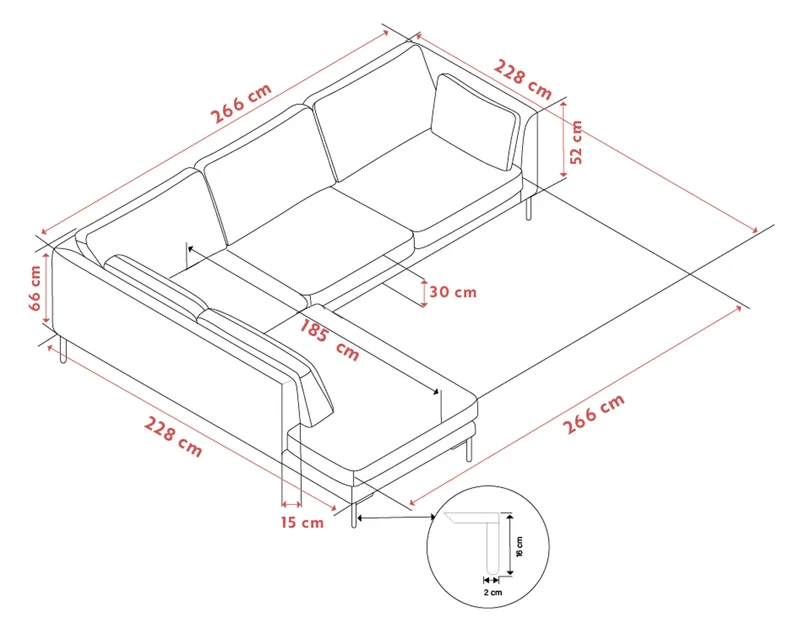 Ecksofa Corwin 5-Sitzer, anthrazit