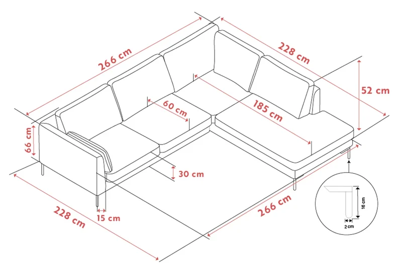 Ecksofa Corwin 5-Sitzer, anthrazit