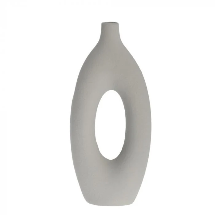 Steingut Vase Oia, grau