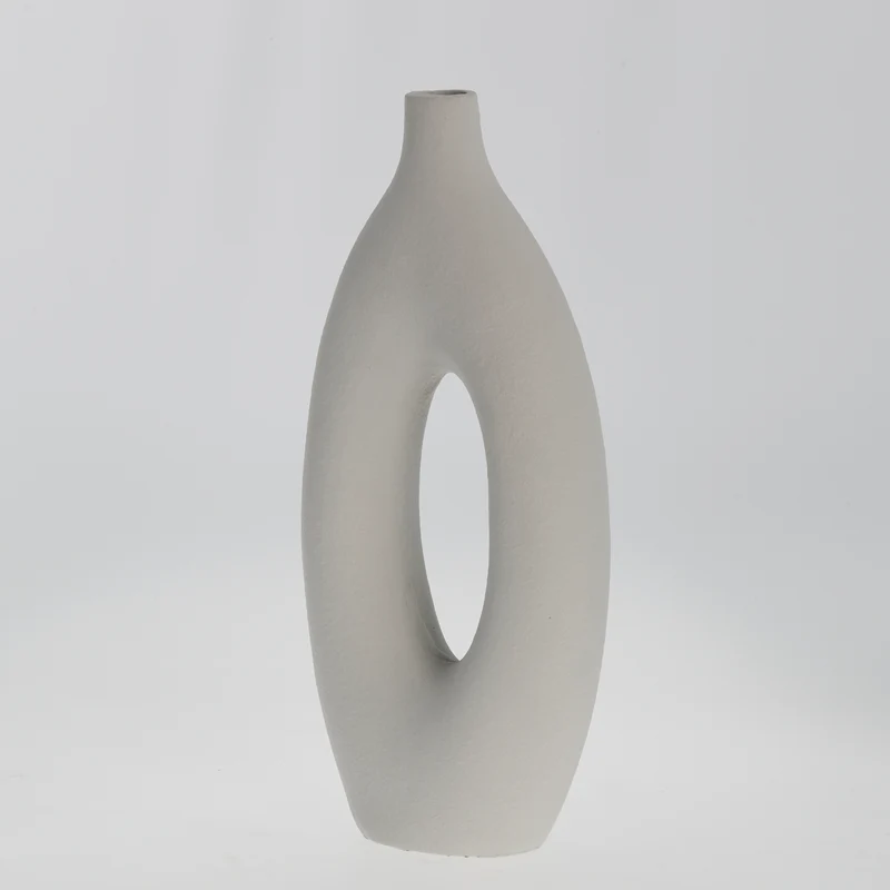 Steingut Vase Oia, grau