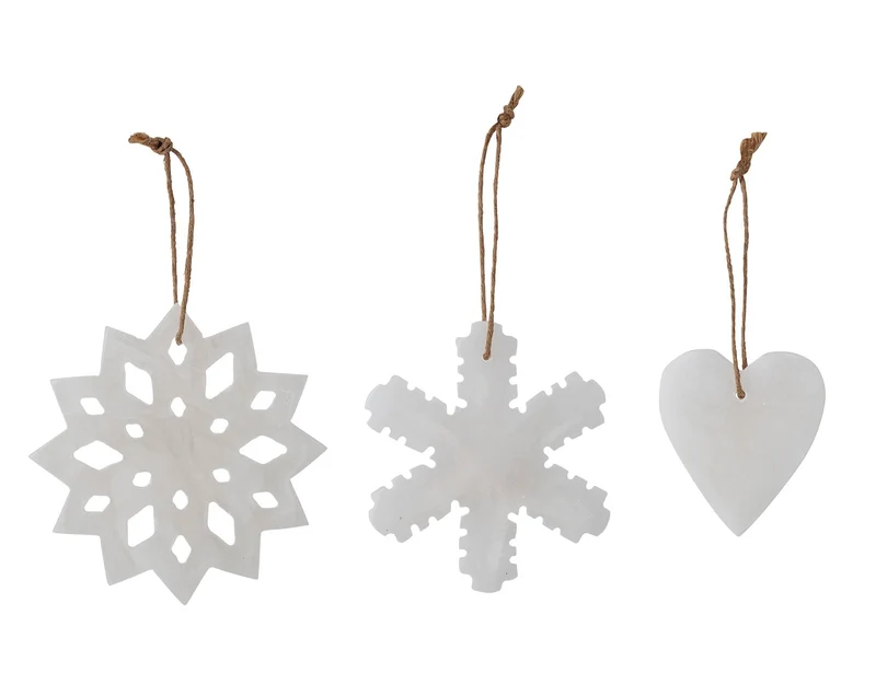 3er Set Baumschmuck, weiß