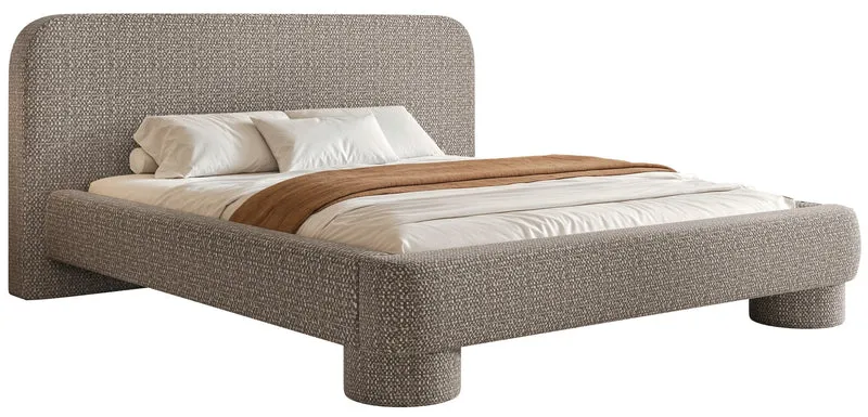 Polsterbett 140x200 cm Fredo mit Stauraum, grau-beige Chenille
