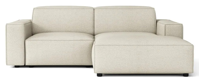 Modulare Eckcouch Sellmo, klein, L-förmig, rechts, hellbrauner hydrophober Chenillestoff