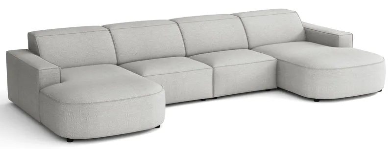 Modulares Ecksofa Sallmo U-förmig universell hellgrauer hydrophober Chenille