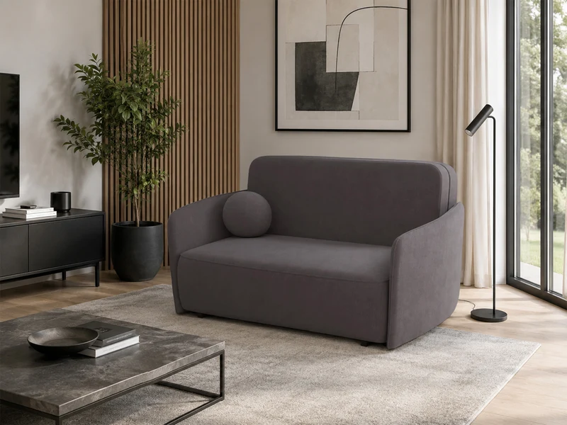 Ausziehbares 2-Personen-Sofa Paxi 165 cm mit Stauraum, grau-braunes Chenille