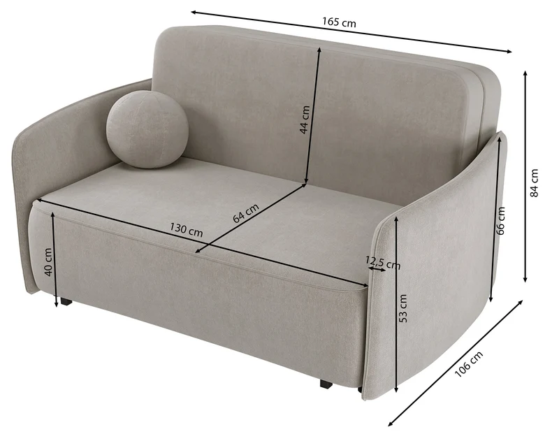 Ausziehbares 2-Personen-Sofa Paxi 165 cm mit Stauraum, grau-braunes Chenille