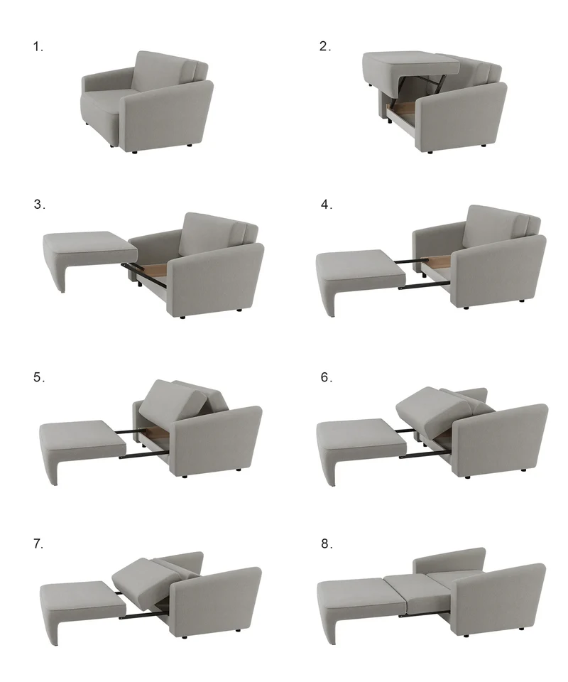 Ausziehbares 2-Personen-Sofa Paxi 165 cm mit Stauraum, grau-braunes Chenille
