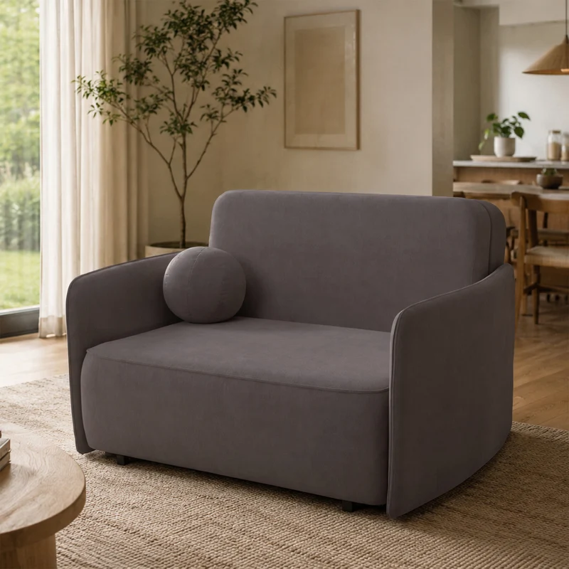 Ausziehbare Zweisitzer-Couch Paxi 145 cm mit Stauraum, grau-braunes Chenille
