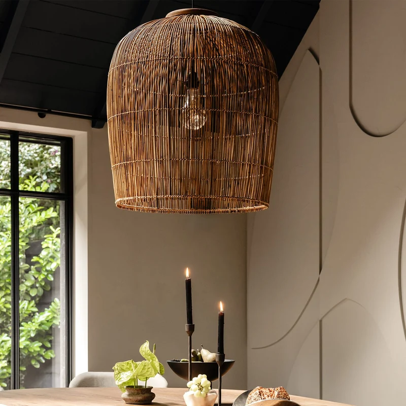 Hängelampe Rattan, braun