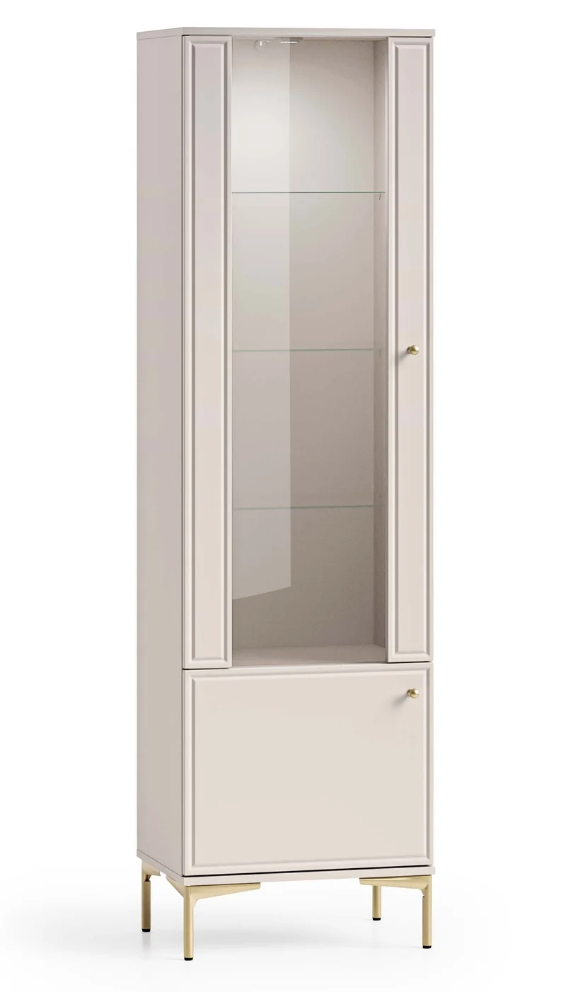 Zweiflügelige Vitrine Sandro mit Beleuchtung, 54 cm, Kaschmir
