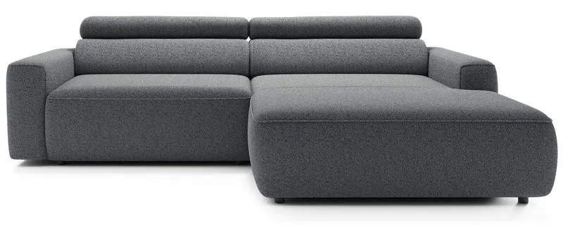 Ecksofa mit elektrischem Auszug Fando, L-förmig, rechtsseitig, grau, Geflecht