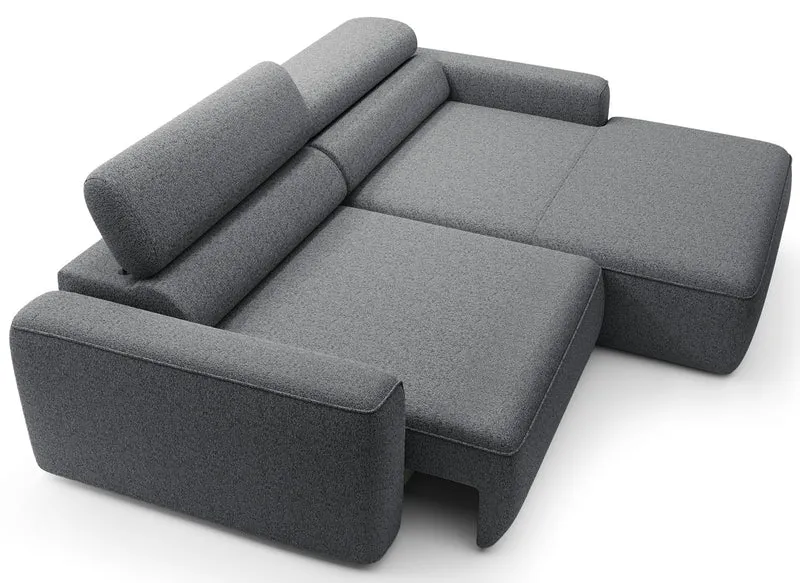Ecksofa mit elektrischem Auszug Fando, L-förmig, rechtsseitig, grau, Geflecht