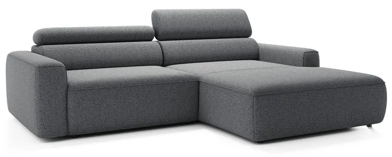 Ecksofa mit elektrischem Auszug Fando, L-förmig, rechtsseitig, grau, Geflecht