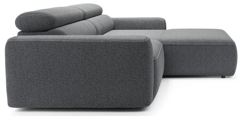 Ecksofa mit elektrischem Auszug Fando, L-förmig, rechtsseitig, grau, Geflecht