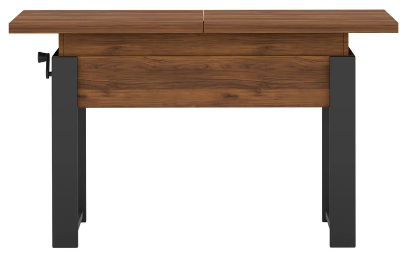 Ausziehbarer Couchtisch Hugo 120(157)x67 cm in Warmia-Nussbaum mit schwarzen Beinen