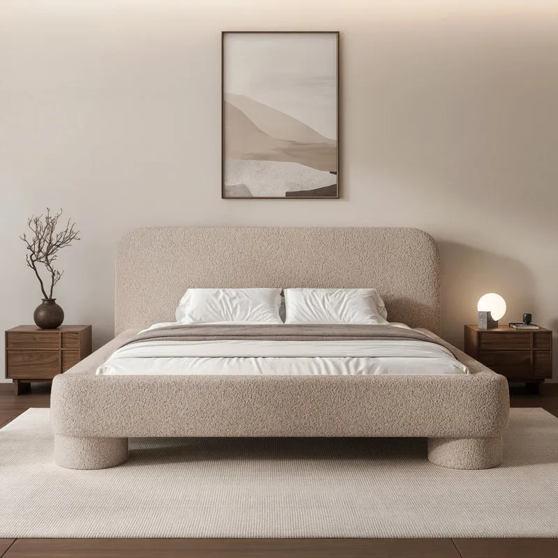 Polsterbett 180x200 cm Fredo mit Stauraum, beige Bouclé