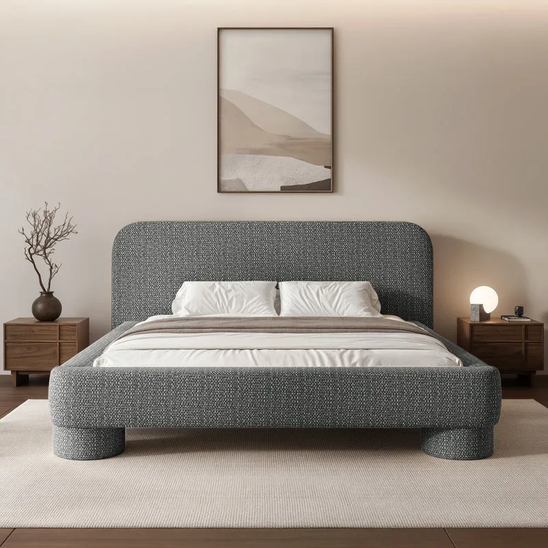 Gepolstertes Bett 160x200 cm Fredo mit Stauraum, dunkelgrauer Chenille-Stoff