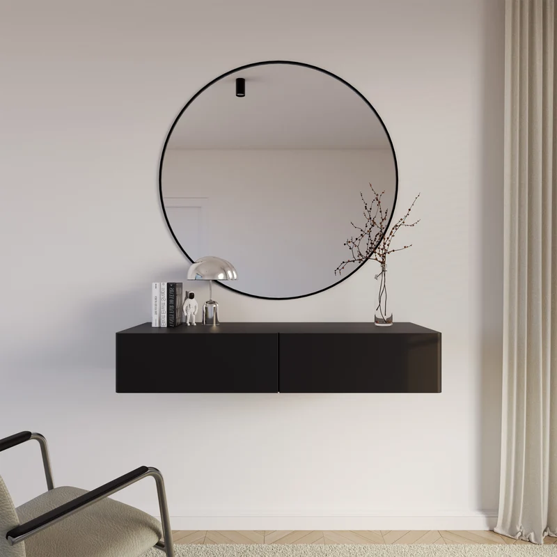 Hängender Schminktisch Olio mit zwei Schubladen, 110 cm, schwarz