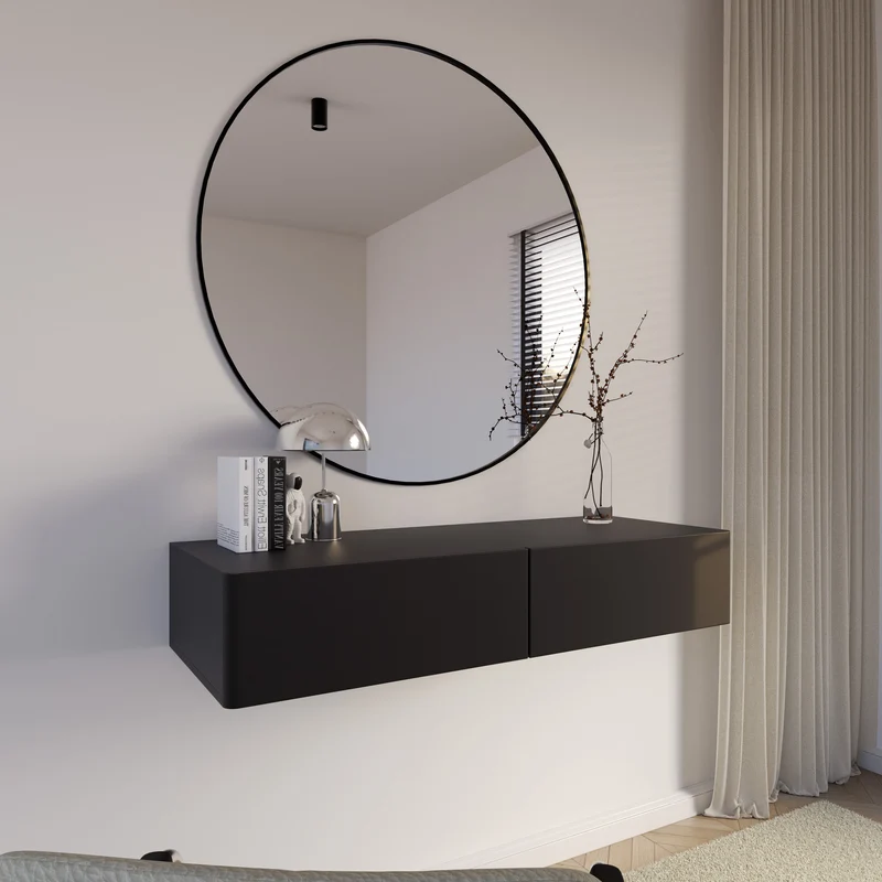 Hängender Schminktisch Olio mit zwei Schubladen, 110 cm, schwarz