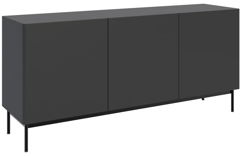 Hohes dreitüriges TV-Sideboard Olio, 160 cm, schwarz