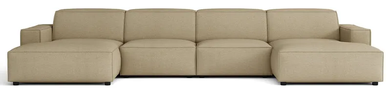 Modulares Ecksofa Sellmo U-förmig universal cremefarben, hydrophobes Chenille