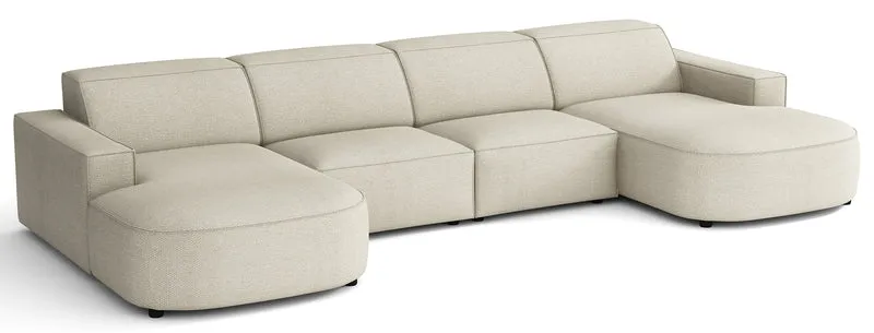 Modulares Ecksofa Sallmo U-förmig universell cremefarben, hydrophober Chenillestoff