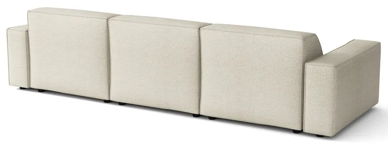 Modulares Ecksofa Sellmo, L-förmig, rechtsseitig, cremefarben, hydrophober Chenille-Stoff
