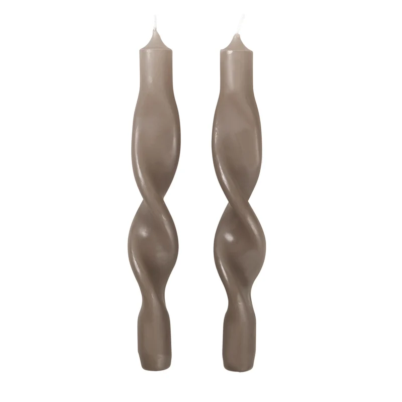 Gedrehte Kerze 2er Set, grau
