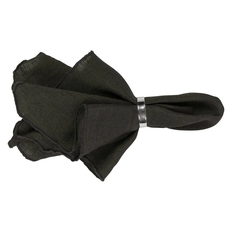 Serviette Öko-Leinen, schwarz