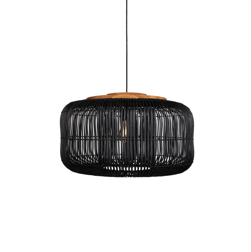 Hängelampe Rattan, schwarz