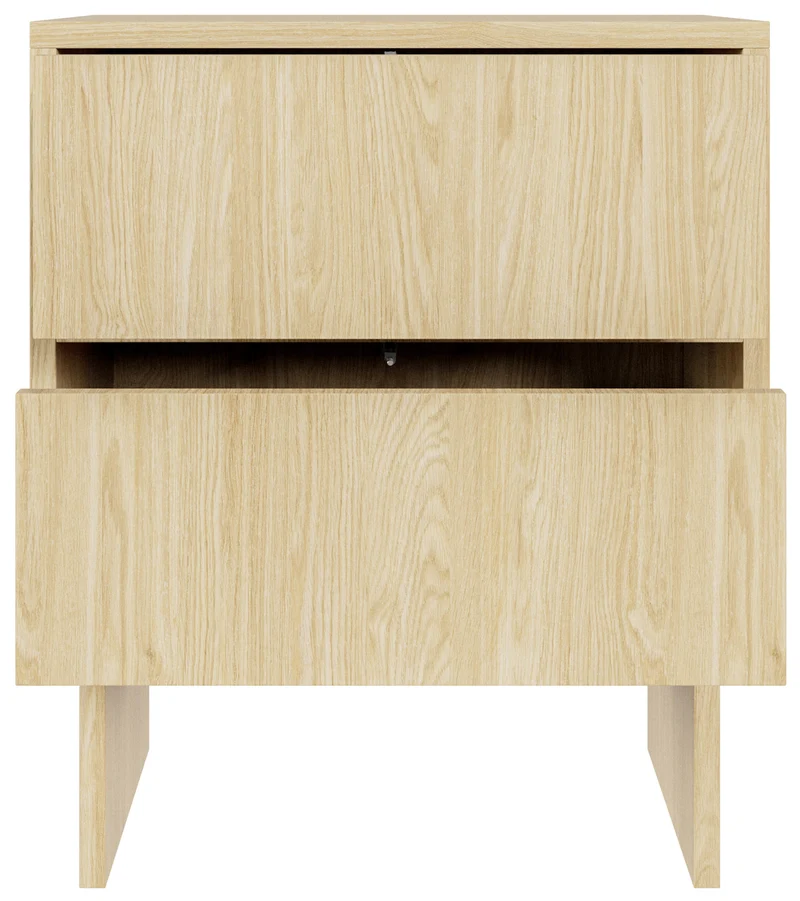Nachttisch Sanva mit zwei Schubladen, 50 cm, geölte Eiche