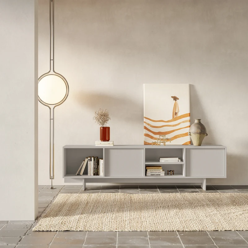 Sanva TV-Schrank mit zwei Türen und drei Fächern, 200 cm, Kaschmir