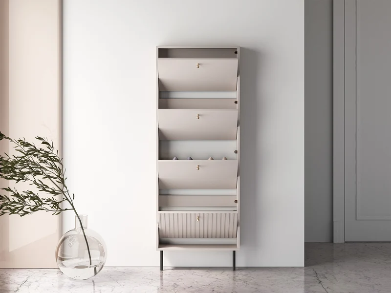 Schuhschrank Caletto mit vier Fächern 60 cm Kaschmir