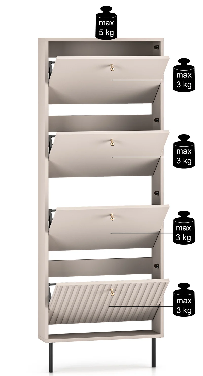 Schuhschrank Caletto mit vier Fächern 60 cm Kaschmir
