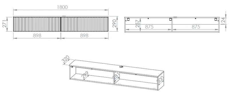 Hängender TV-Schrank Caletto mit zwei Klappen, 180 cm, Kaschmirfarben